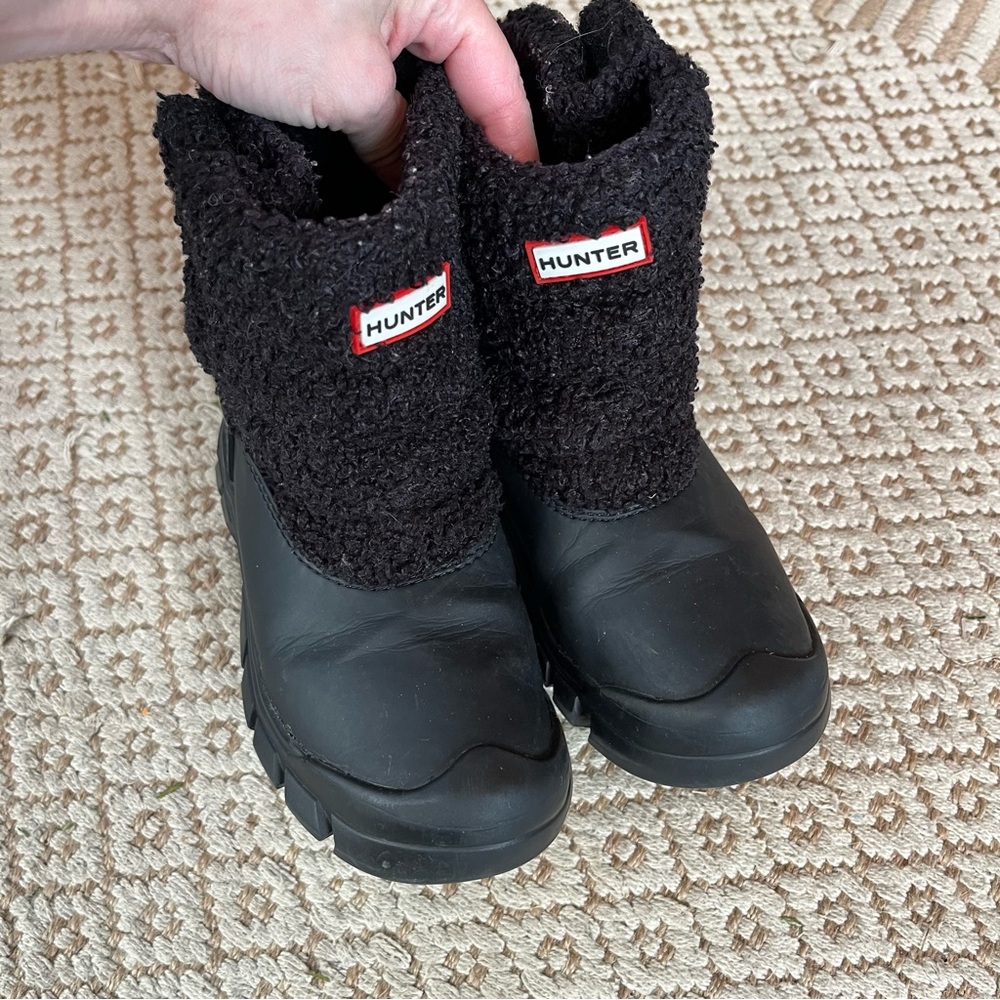 Hunter Black Fleece-Lined Boots UK11 US12